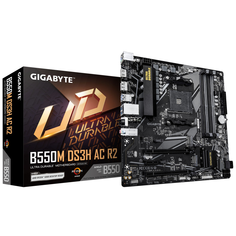 B550M DS3H AC R2 Motherboard AMD Socket AM4:Supports AMD Ryzen 5000 / 4000 / 3000 Series Processors Dual Channel DDR4:4*DIMMs