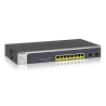 NETGEAR ProSAFE 8-Port Gigabit PoE+ Smart Managed Switch with 2 SFP (190W), with Fan