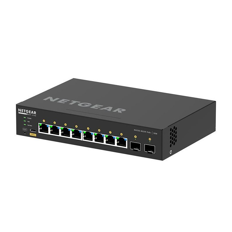 NETGEAR M4250-8G2XF-PoE+ Desktop Managed Switch 8x1G PoE+ 220W and 2x10G SFP+ AV Line (GSM4210PX)