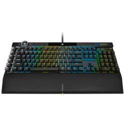 CORSAIR K100 RGB Optical-Mechanical Gaming Keyboard, Backlit RGB LED, CORSAIR OPX RAPIDFIRE, Black, Black PBT Keycaps