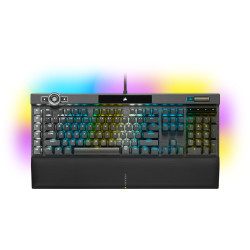 CORSAIR K100 RGB Optical-Mechanical Gaming Keyboard, Backlit RGB LED, CORSAIR OPX RAPIDFIRE, Black, Black PBT Keycaps