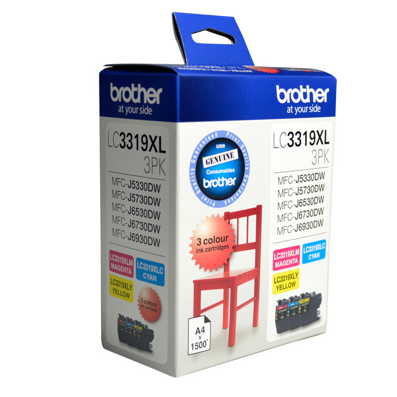 Brother LC-3319XL Colour Value Pack 1X Cyan 1X Magenta 1X Yellow-MFC-J5330DW/J5730DW/J6530DW/J6730DW/J6930DW - up to 3000 P