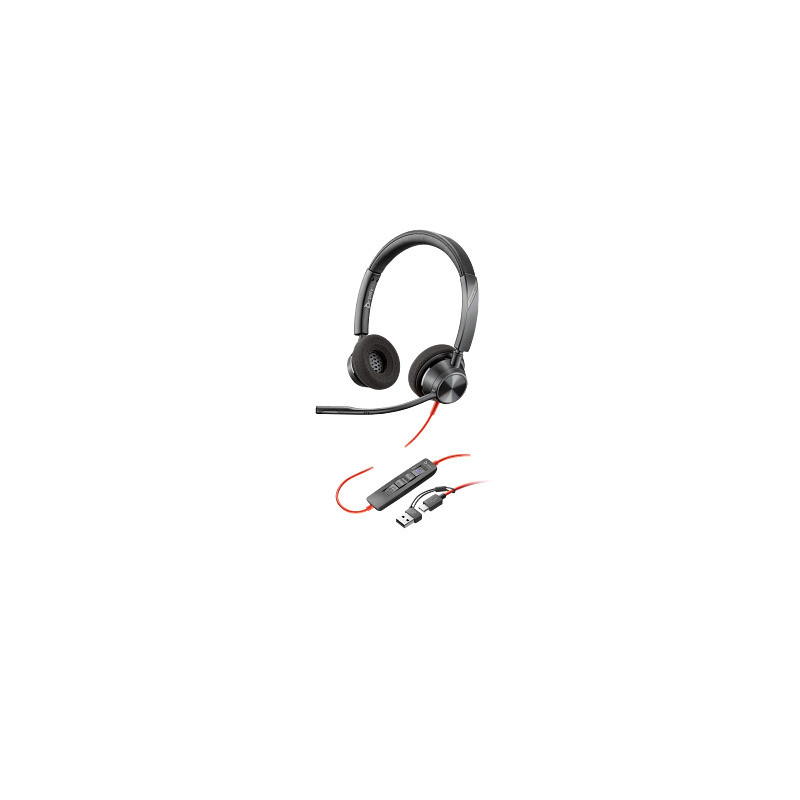 HP Poly Blackwire 3320 Stereo USB-C Headset +USB-C/A Adapter