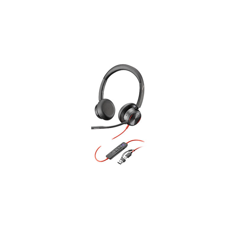 HP Poly Blackwire 8225 Stereo USB-C Headset +USB-C/A Adapter