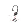 HP Poly Blackwire 3215 Monaural USB-C Headset +3.5mm Plug +USB-C/A Adapter