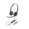 HP Poly Blackwire 3225 Stereo USB-C Headset +3.5mm Plug +USB-C/A Adapter
