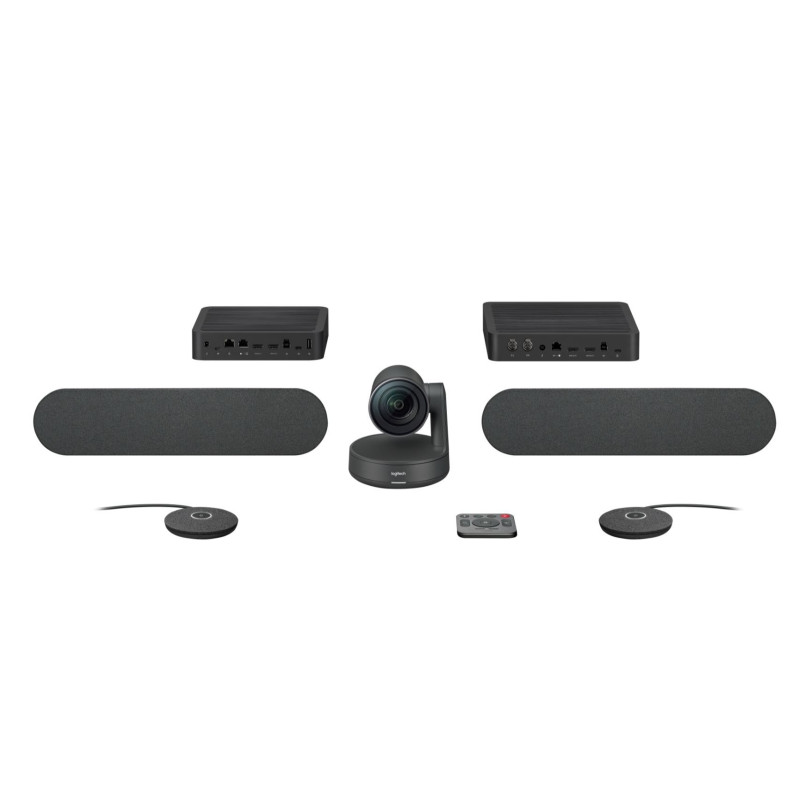 Logitech Rally Plus Ultra-HD ConferenceCam Kit, Includes Rally Camera, 2x Mic, 2x Speaker, Display Hub & Mic Hub