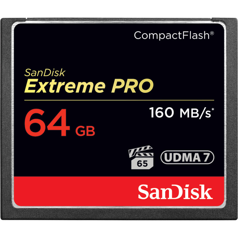 SanDisk Extreme Pro CF, CFXPS 64GB, VPG65, UDMA 7, 160MB/s R, 150MB/s W, 4x6, Lifetime Limited
