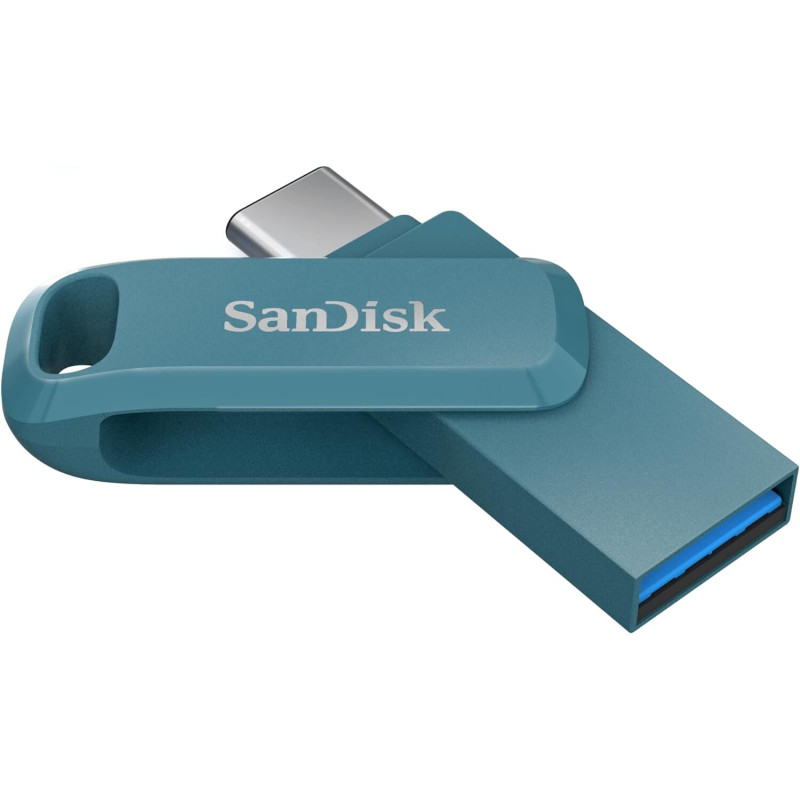 SanDisk 256GB Ultra Dual Drive Go 2-in-1 USB-C & USB-A Flash Drive Memory Stick 150MB/s USB3.1 Type-C Swivel for Android Smartph