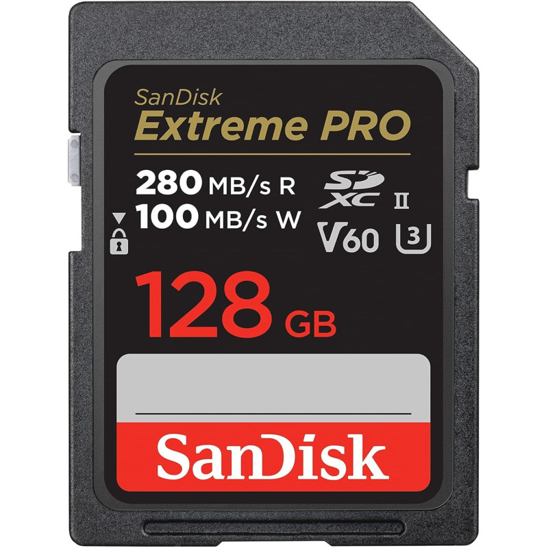 SanDisk Extreme Pro SDXC, SDSDXEP 64GB, V60, U3, C10, UHS-II, 280MB/s R, 100MB/s W, 4x6, Lifetime Limited