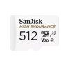SanDisk High Endurance microSDXC Card, SQQNR 512G, UHS I, C10, U3, V30, 100MB/s R, 40MB/s W, SD adaptor, 2Y