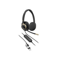 HP Poly Mission 825 Stereo USB Wired Headset (PU Leather Ear Cushions)