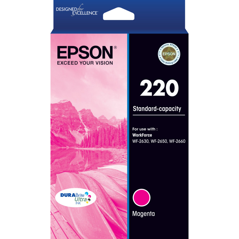 220 Std Capacity DURABrite Ultra Magenta ink(Epson WorkForce WF-2630, WF-2650, WF-2660)