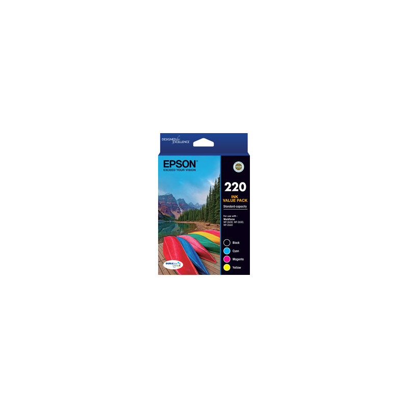 220 Four Colour Std Value Pack (Black, Cyan, Magenta and Yellow)-Epson WorkForce WF-2630, WF-2650 & WF-2660