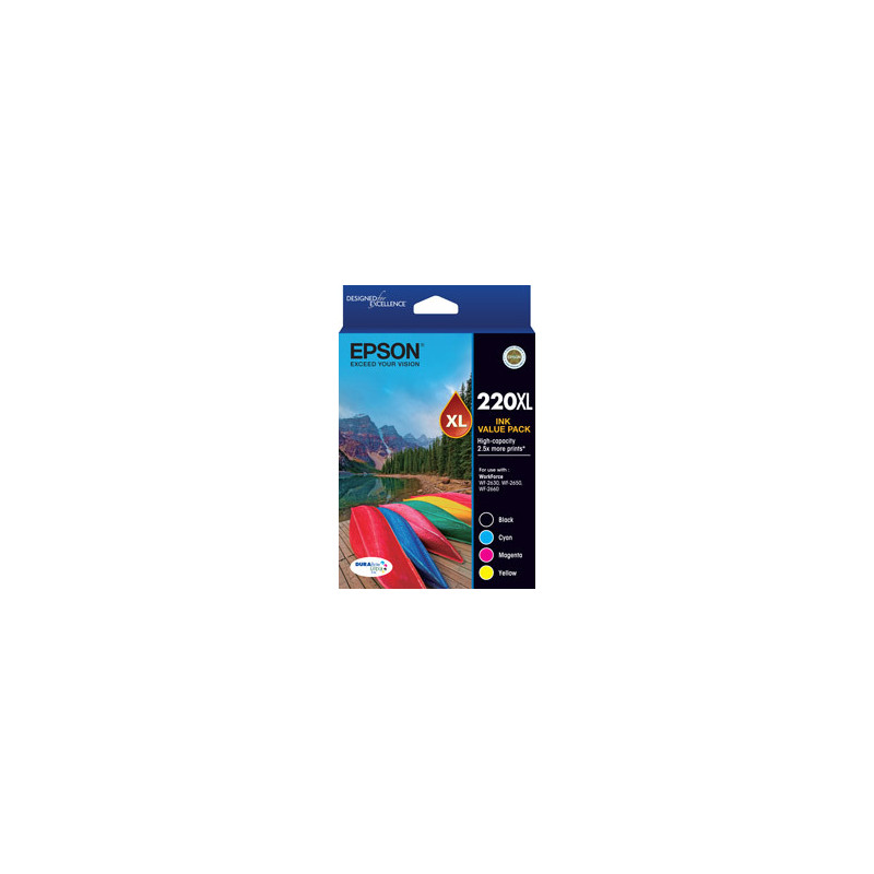 220XL Capacity Four Colour Value Pack (Black, Cyan, Magenta and Yellow)-Epson WorkForce WF-2630, WF-2650 & WF-2660