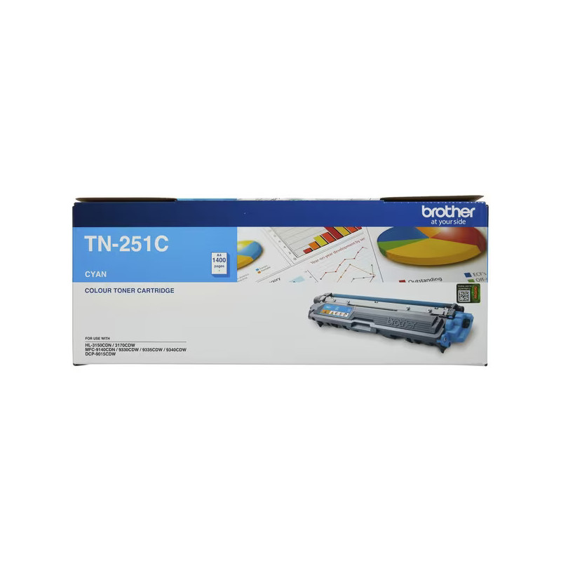 Brother TN-251C CYAN TONER CARTRIDGE TO SUIT HL-3150CDN/3170CDW/MFC-9140CDN/9330CDW/9335CDW/9340CDW /DCP-9015CDW(1,400 Pages)