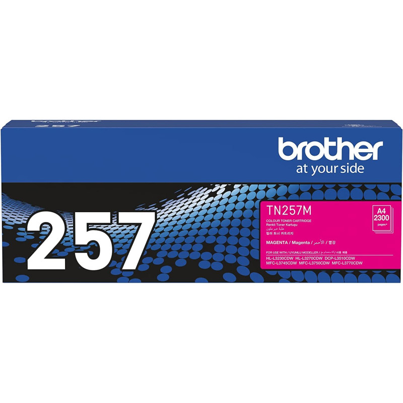 Brother TN-257M Magenta High Yield Toner Cartridge to Suit - HL-3230CDW/3270CDW/DCP-L3015CDW/MFC-L3745CDW/L3750CDW/L3770CDW (2,