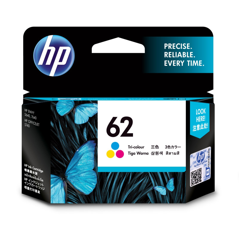 HP 62 TRI-COLOUR INK CARTRIDGES